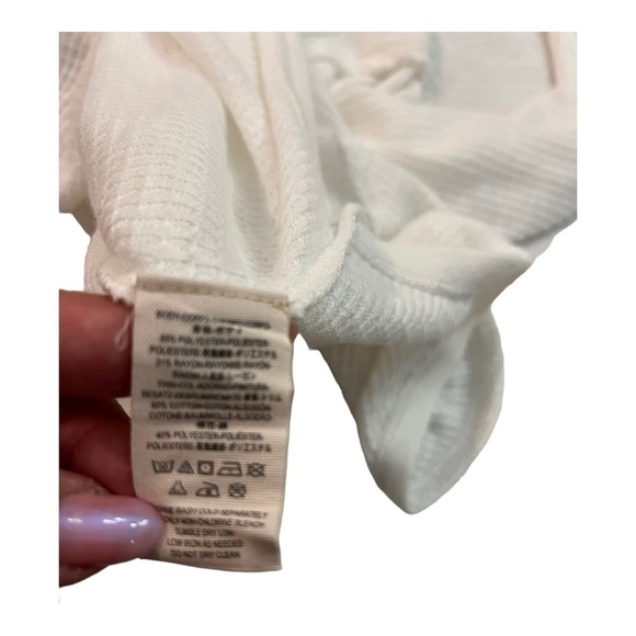 Free People Ivory Waffle Knit Henley Tee XS - Picture 6 of 9